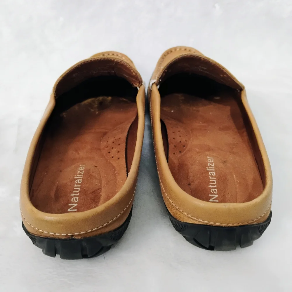 Naturalizer Brown Loafer Shoes Slip On Womens 6.5 Leather Bead Embellishments